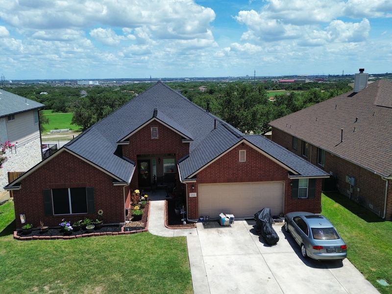 Aerial view of a San Antonio-area roof