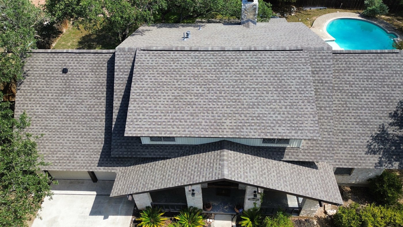 Aerial view of finished roof work