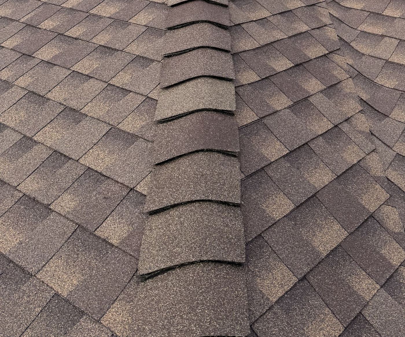 Close-up of flashing and shingle detail work