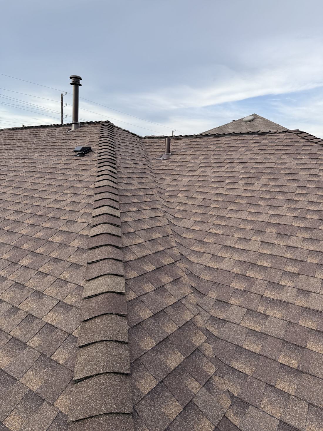 Detail shot of finished roof edge work