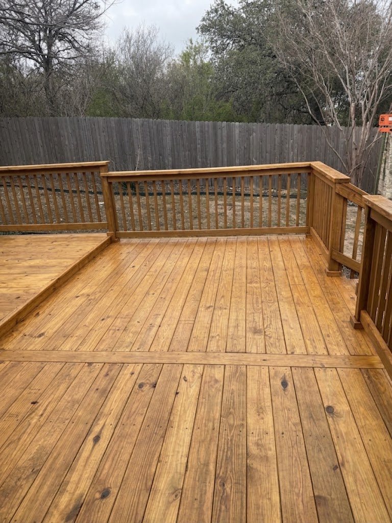 Deck build, cedar-honey stained finish