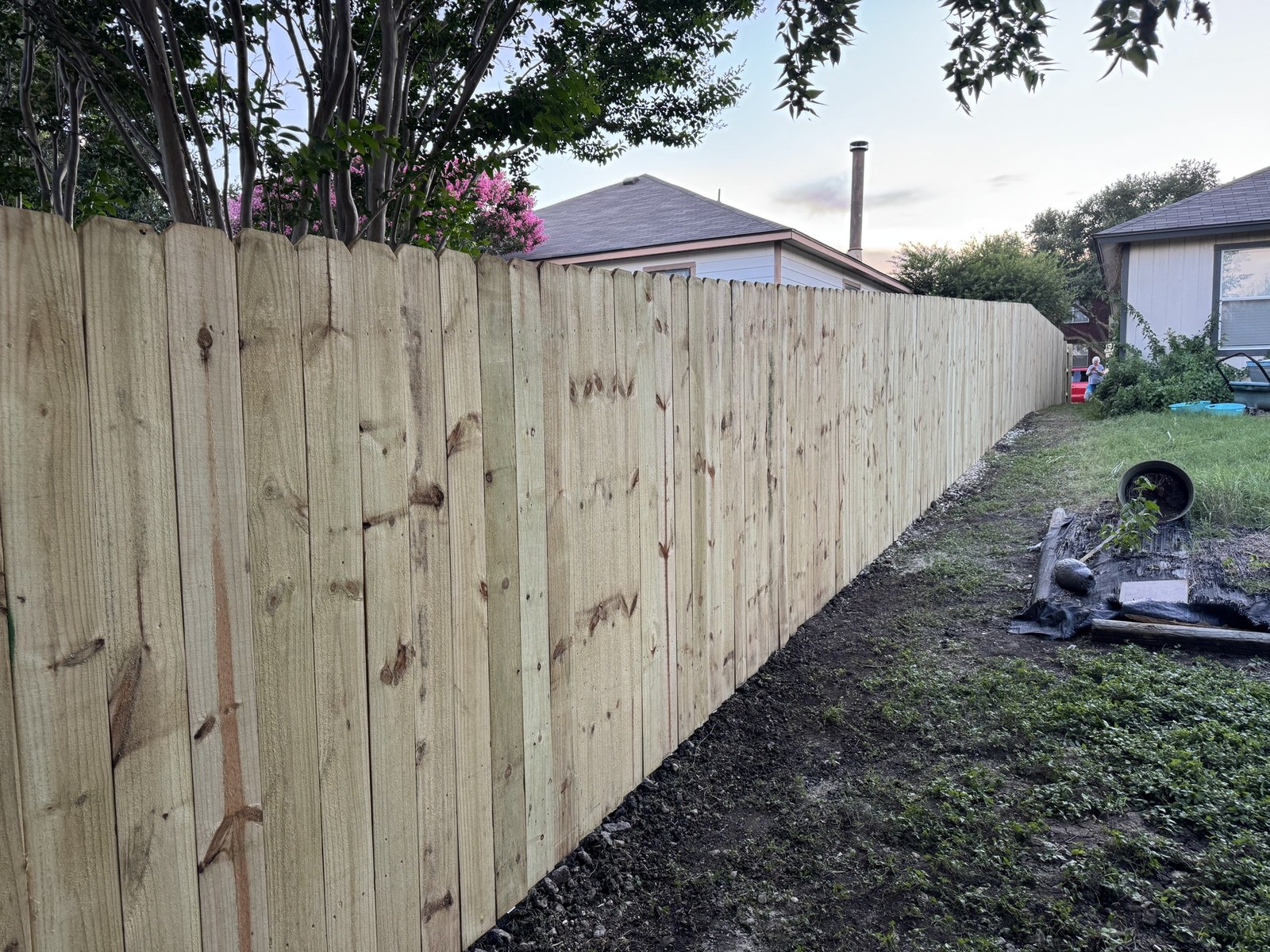 Completed cedar fence installation